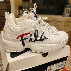 FIla Distuptor Script Sz 7 White Tennis Shoe
